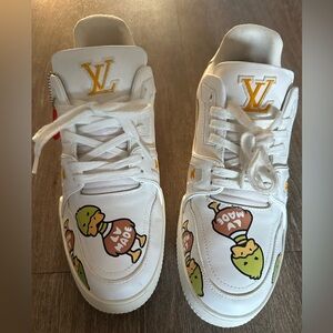 pre owned Authentic men size 10 Nigo x Louis Vuitton Duck Trainer white
